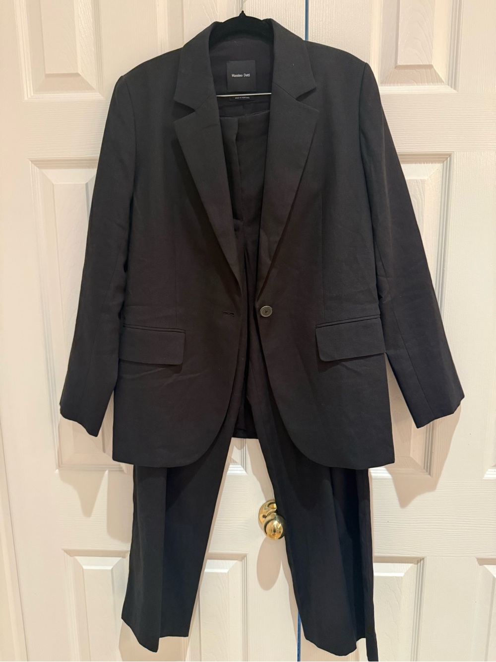 Massimo Dutti Linen Black Women's Blazer and Matching Trousers